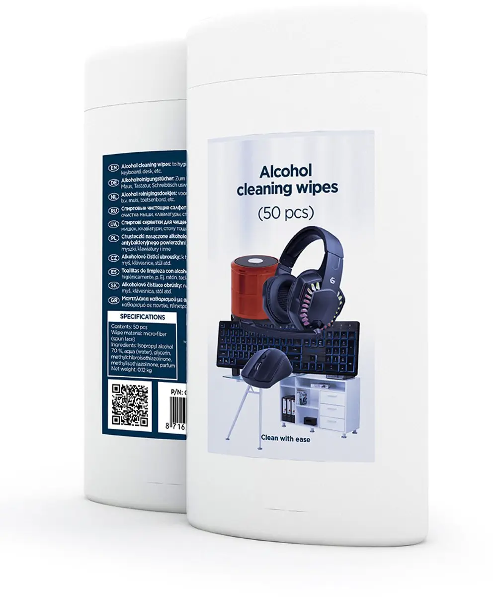 Gembird Alcohol Reinigingsdoekjes 50 Stuks