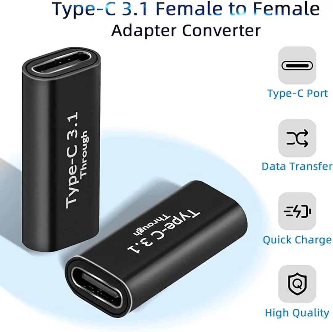 NÖRDIC USBC-FF USB-C Adapter - Vrouwelijk naar Vrouwelijk - Zwart