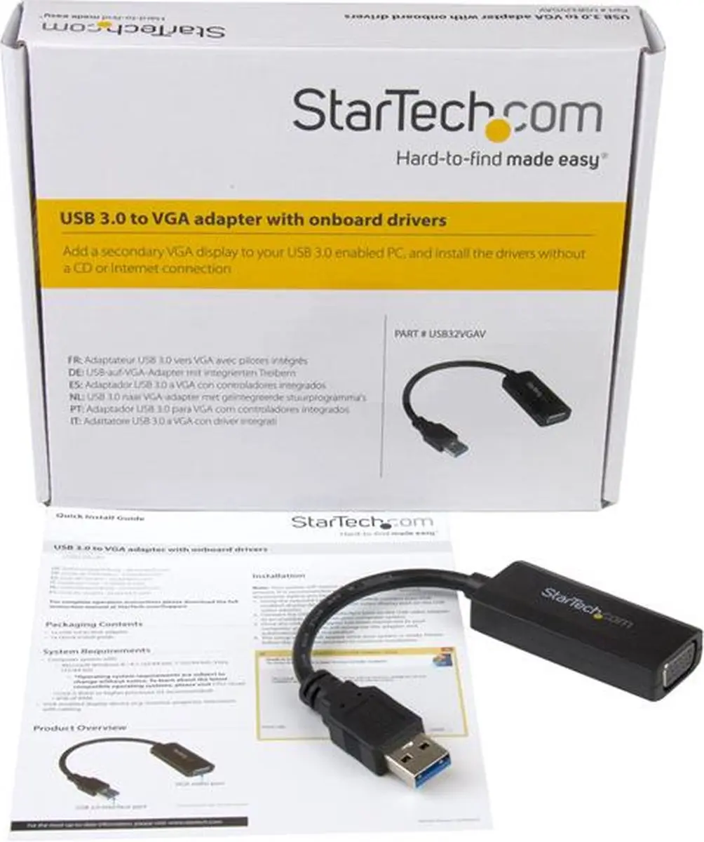 Startech USB32VGAV USB 3.0 naar VGA Adapter - 1920x1200 - Zwart