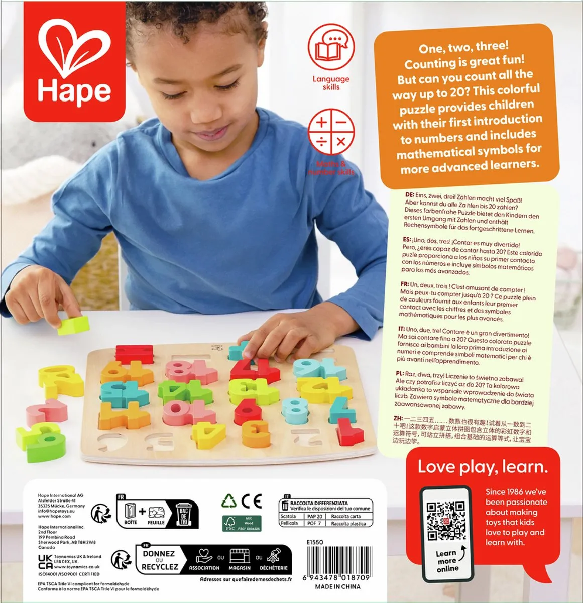 Hape Stevige Cijfers Puzzel 24-delig - Veelkleurig