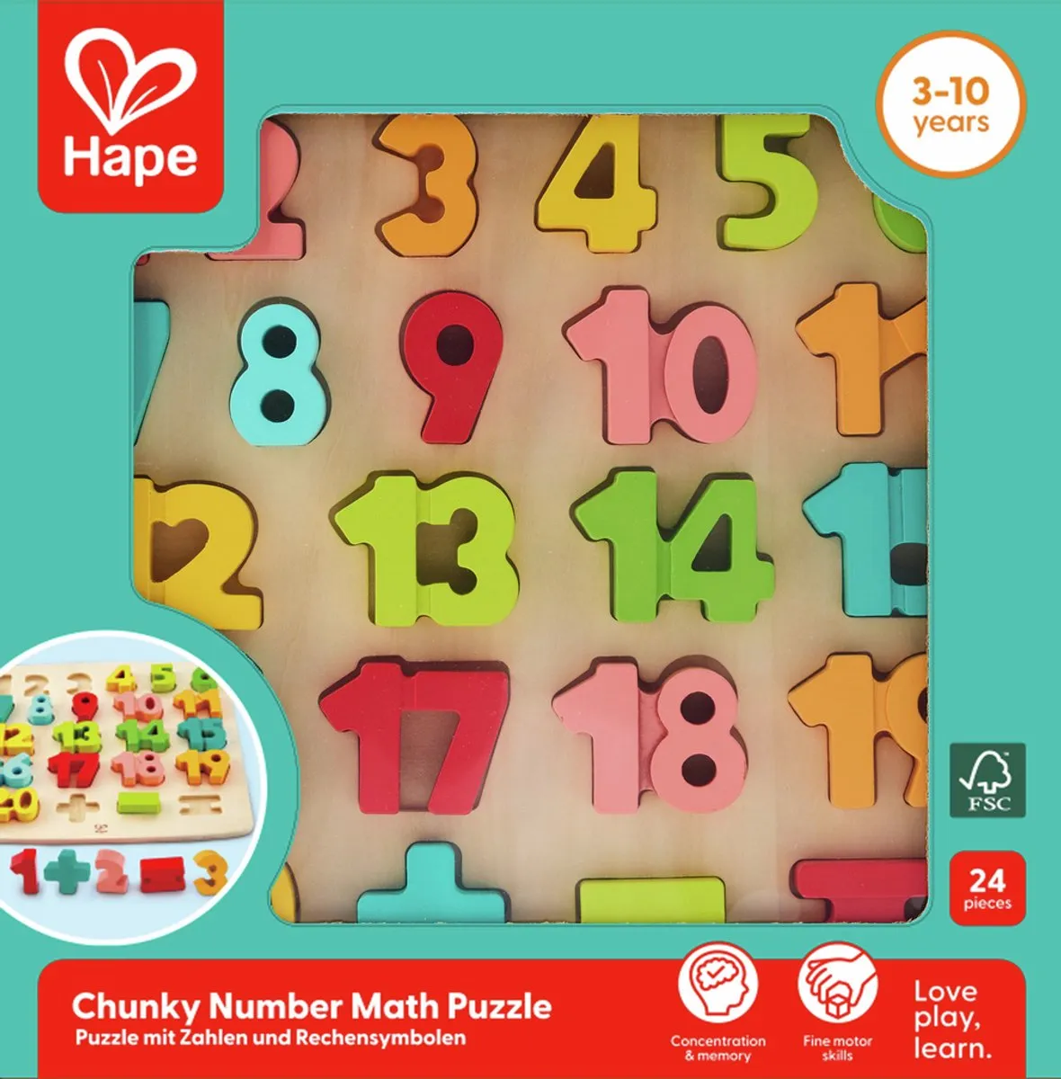 Hape Stevige Cijfers Puzzel 24-delig - Veelkleurig