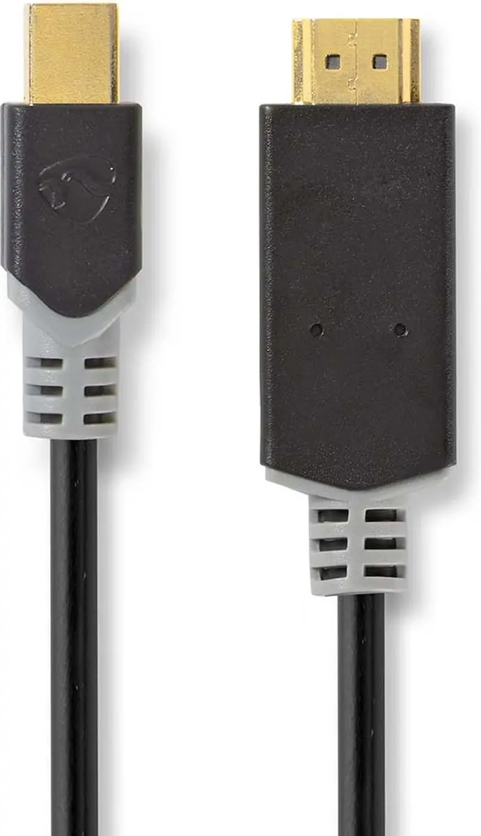 Nedis Mini DisplayPort naar HDMI Kabel 2.0m - 21.6 Gbps - Verguld - Antraciet