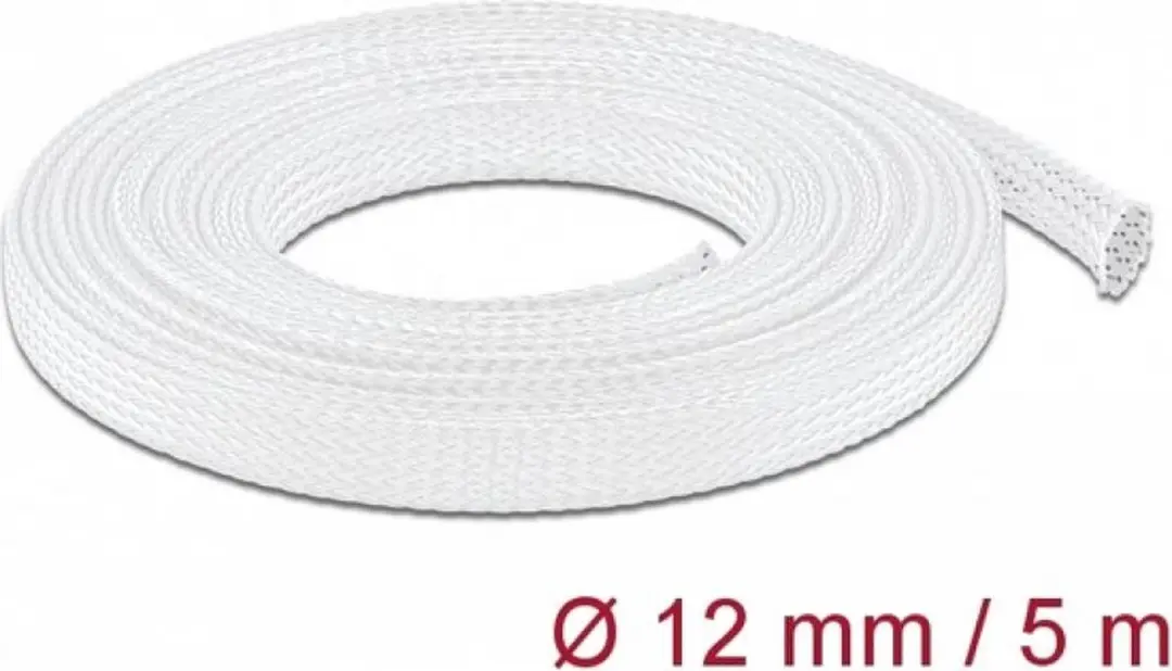 Delock Polyester Kabelsleeve 12mm - Wit - 5m