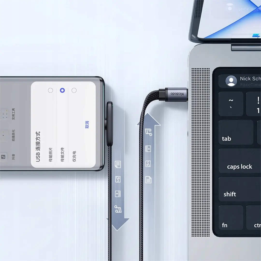 NÖRDIC CA-3360 USB-C Kabel 1.2m - 90° - Grijs