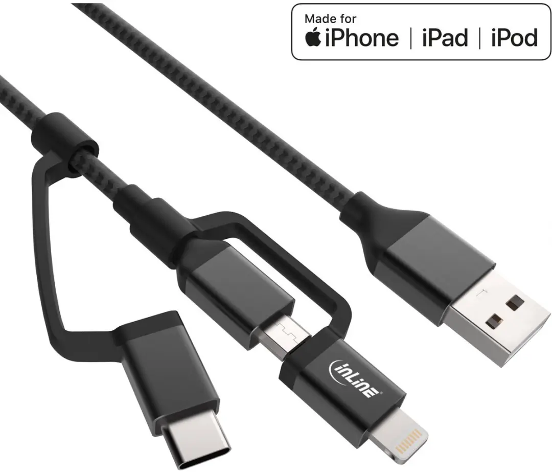 InLine Lightning USB-C Combi-kabel 1,5m