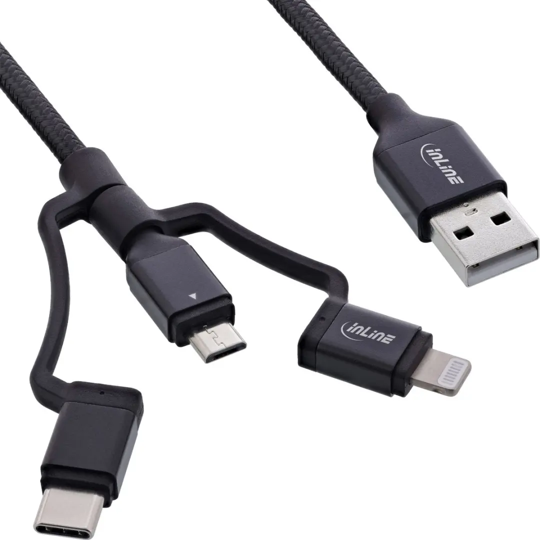 InLine Lightning USB-C Combi-kabel 1,5m - Zwart