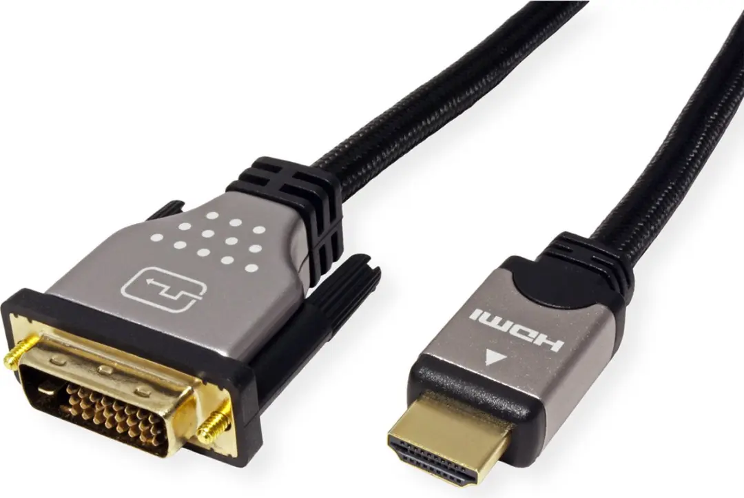 Roline DVI-HDMI Kabel 1,5m - M/M - Zwart/Zilver