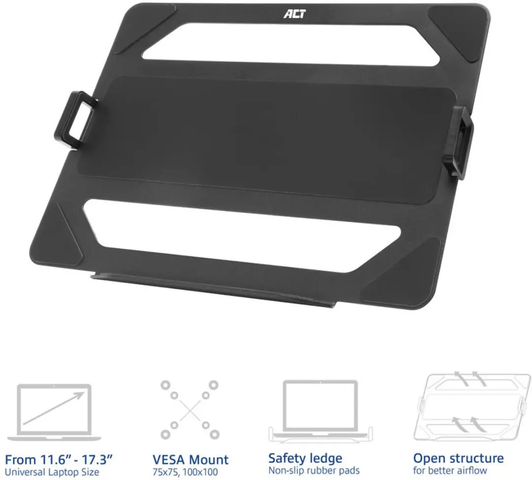 ACT AC8346 Universele Laptophouder - 11.6-17.3" - Zwart