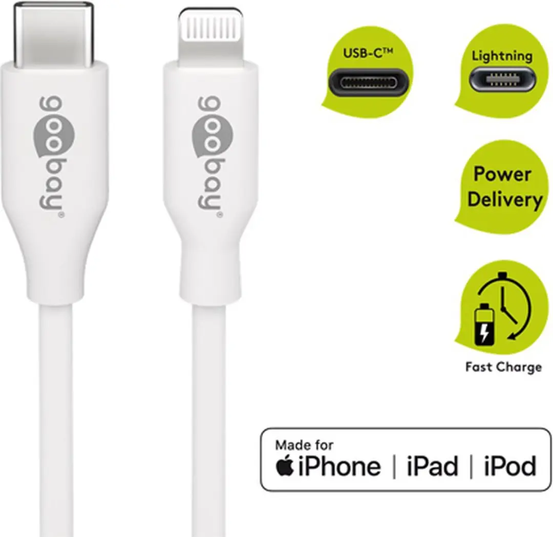 Goobay Lightning USB-C Kabel 1m - Wit