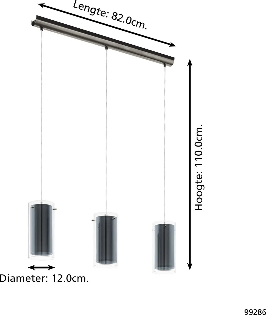 Eglo Pinto Textiel Hanglamp 82cm - Grijs