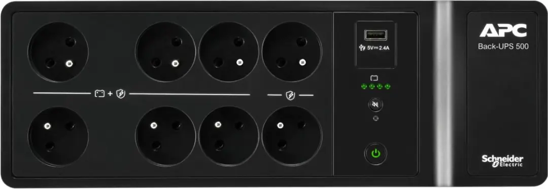 APC Back-UPS BE500G2-FR UPS - 500VA - 8x Stopcontacten Zwart