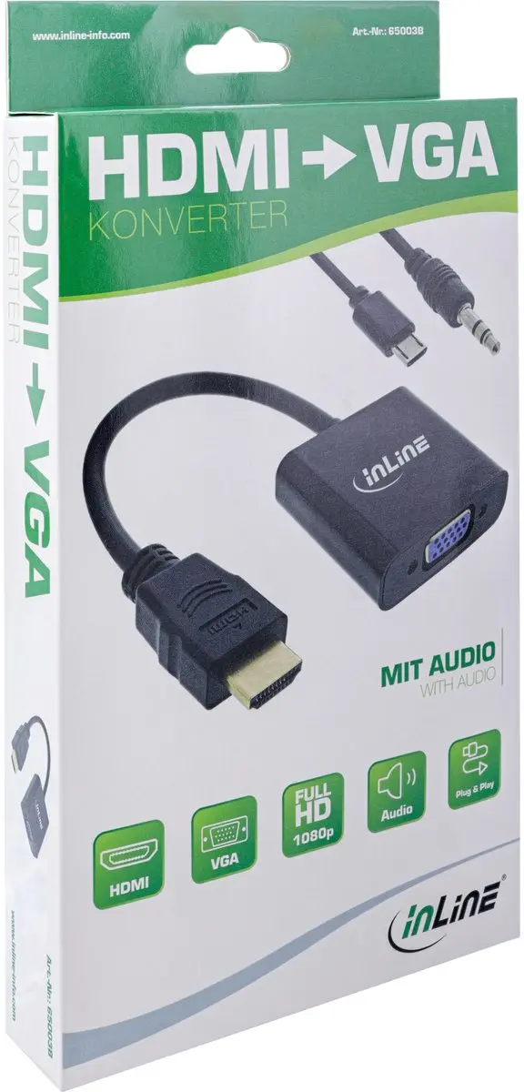 InLine HDMI naar VGA Converterkabel - Zwart