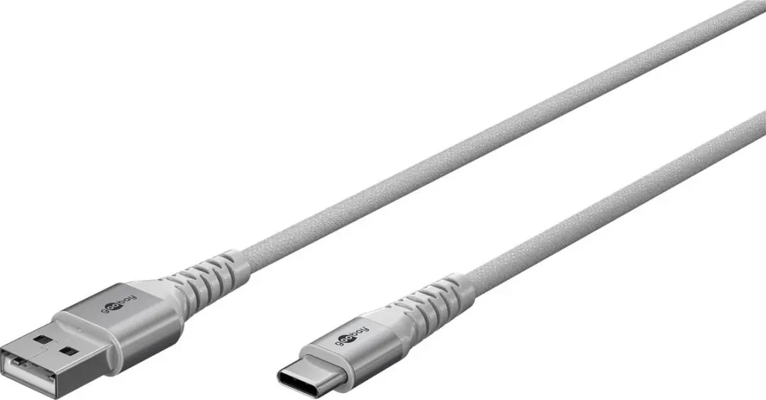 Goobay USB-C naar USB-A Textielkabel 60W - 1m - Wit