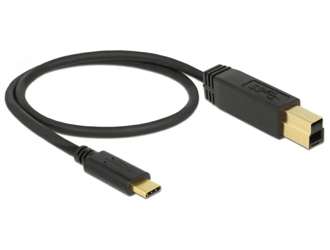 Delock USB-C naar USB-B Kabel 3.1 Gen 2 0,5m - 3A - Zwart