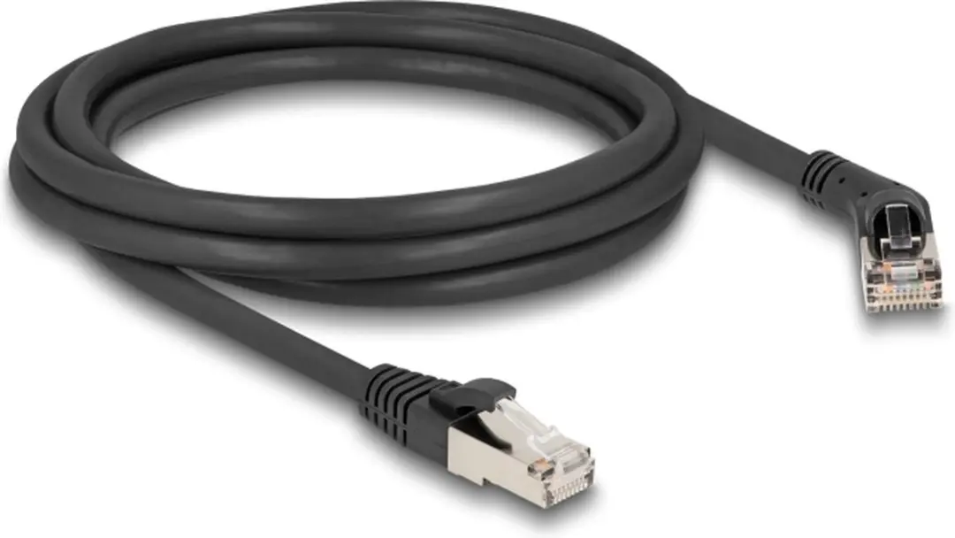 Delock RJ45 Cat.6A S/FTP Kabel 45° Rechts - 2m - Zwart