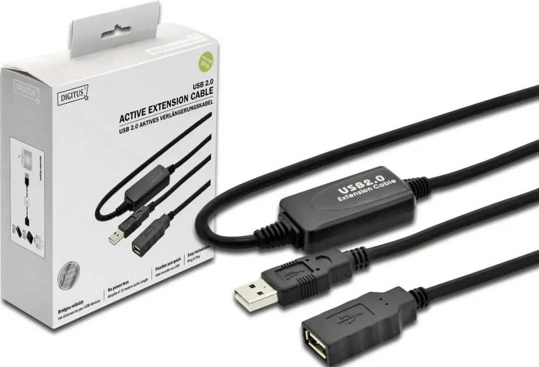 Digitus DA-73100-1 USB 2.0 Actieve Verlengkabel - Zwart