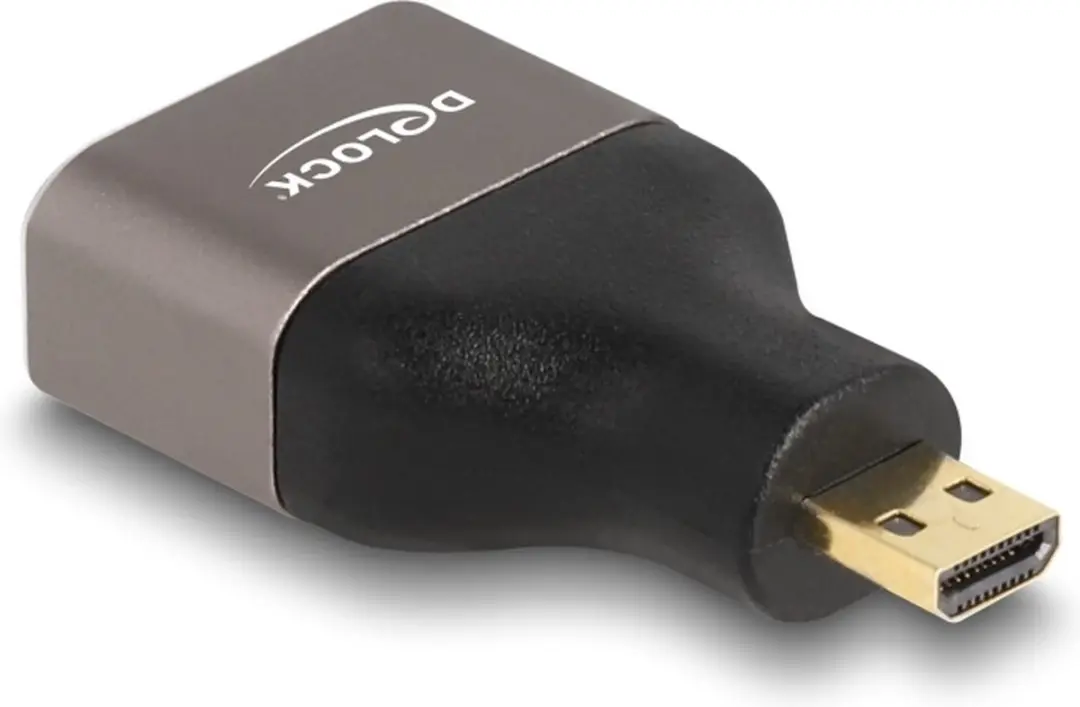 Delock HDMI Micro-D Male naar A Female Adapter 8K 60Hz - Grijs