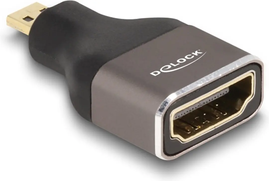Delock HDMI Micro-D Male naar A Female Adapter 8K 60Hz - Grijs