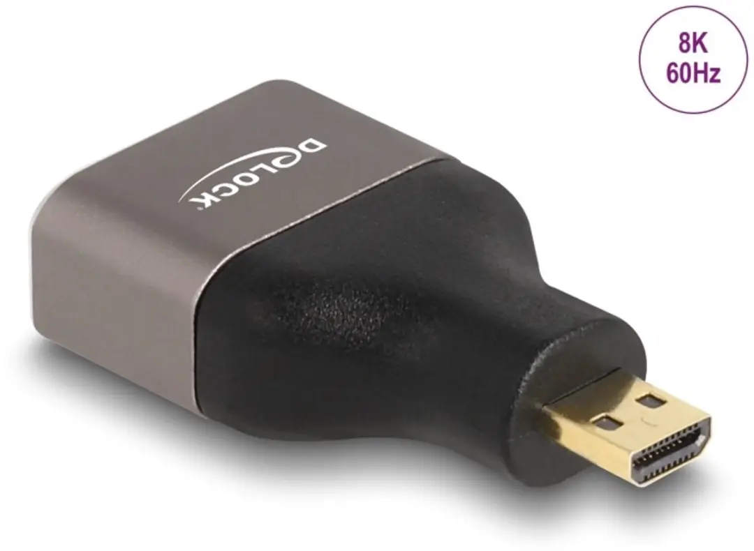 Delock HDMI Micro-D Male naar A Female Adapter 8K 60Hz