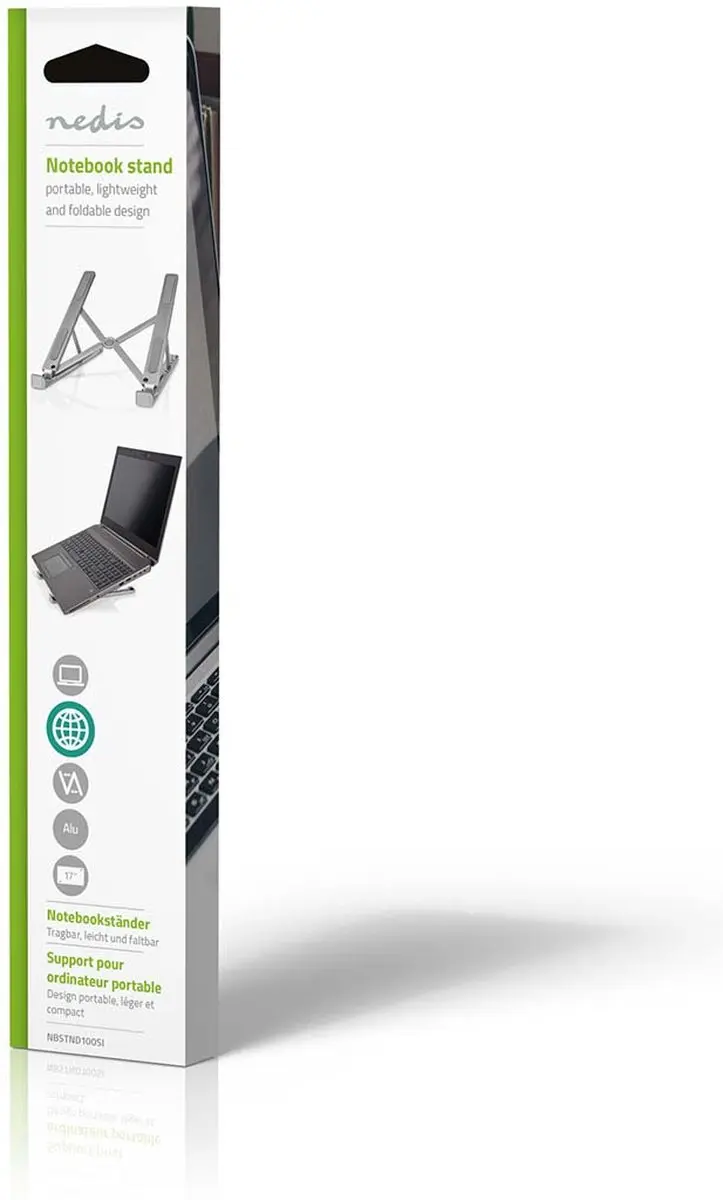 Nedis NBSTND100SI Notebookstandaard 17" - 6 standen - Opvouwbaar - Aluminium