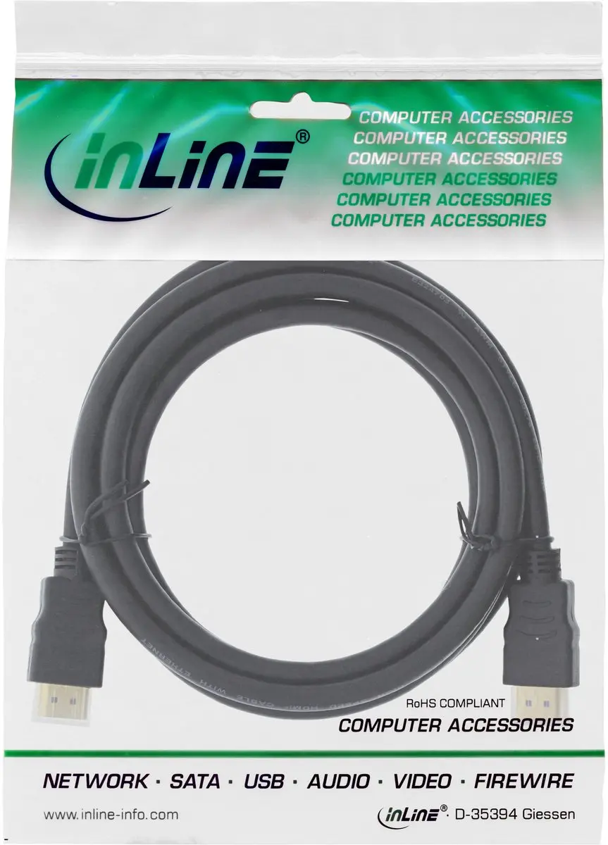 InLine HDMI 2.0 Kabel 4K 60Hz 1m - Verguld - Zwart