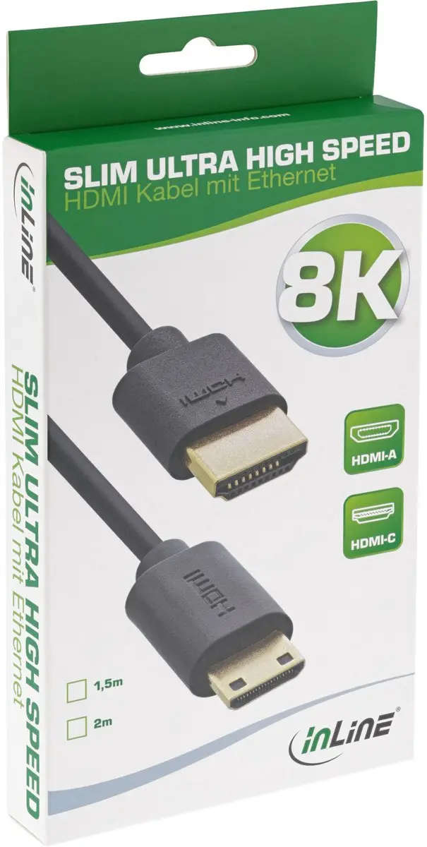 InLine Mini HDMI HDMI2.1 Kabel 2m - Zwart