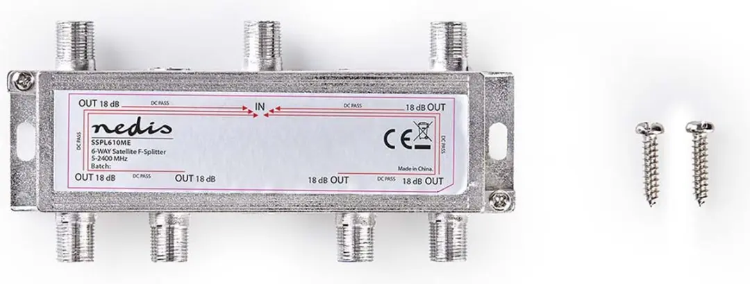 Nedis SSPL610ME Satellietsplitter - 6 Outputs - 17dB - Zilver