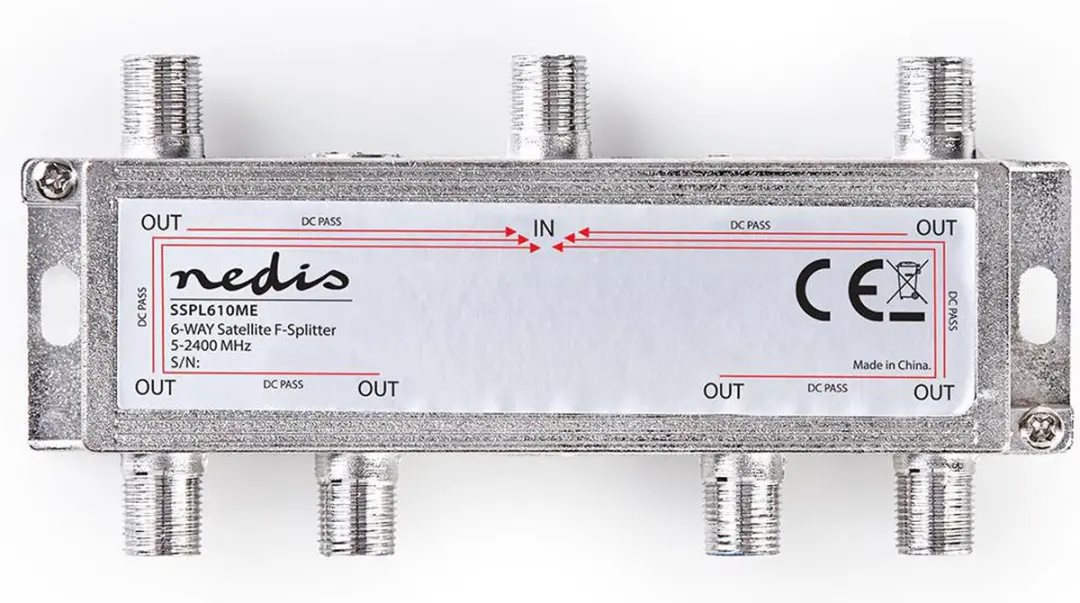 Nedis SSPL610ME Satellietsplitter - 6 Outputs - 17dB - Zilver