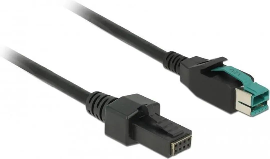 Delock PoweredUSB Kabel 12V - 2x 4-pin Male - 5m - Zwart