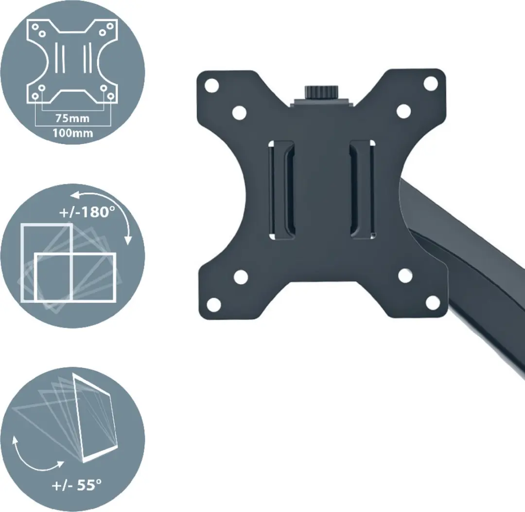 Leitz Ergo Monitorarm 64890089 - 1 Scherm - Donkergrijs
