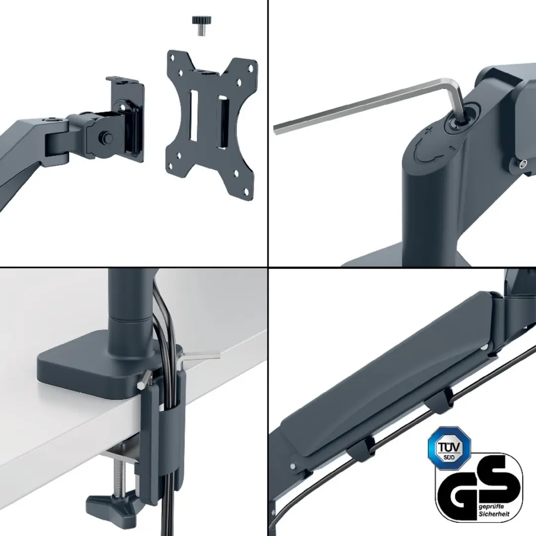 Leitz Ergo Monitorarm 64890089 - 1 Scherm - Donkergrijs