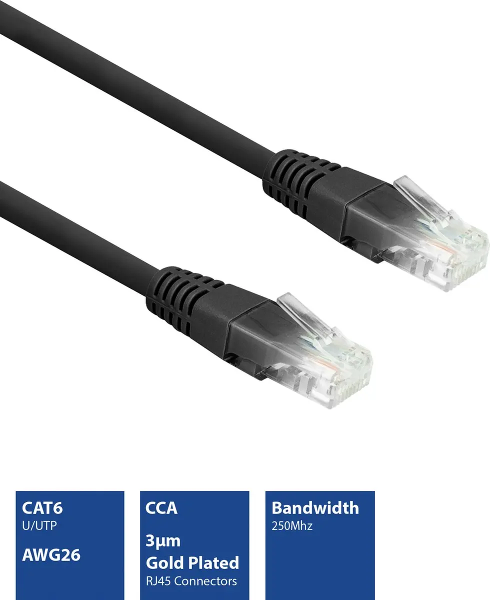 ACT Eminent IM8902 U/UTP CAT6 Patchkabel 2m - Zwart