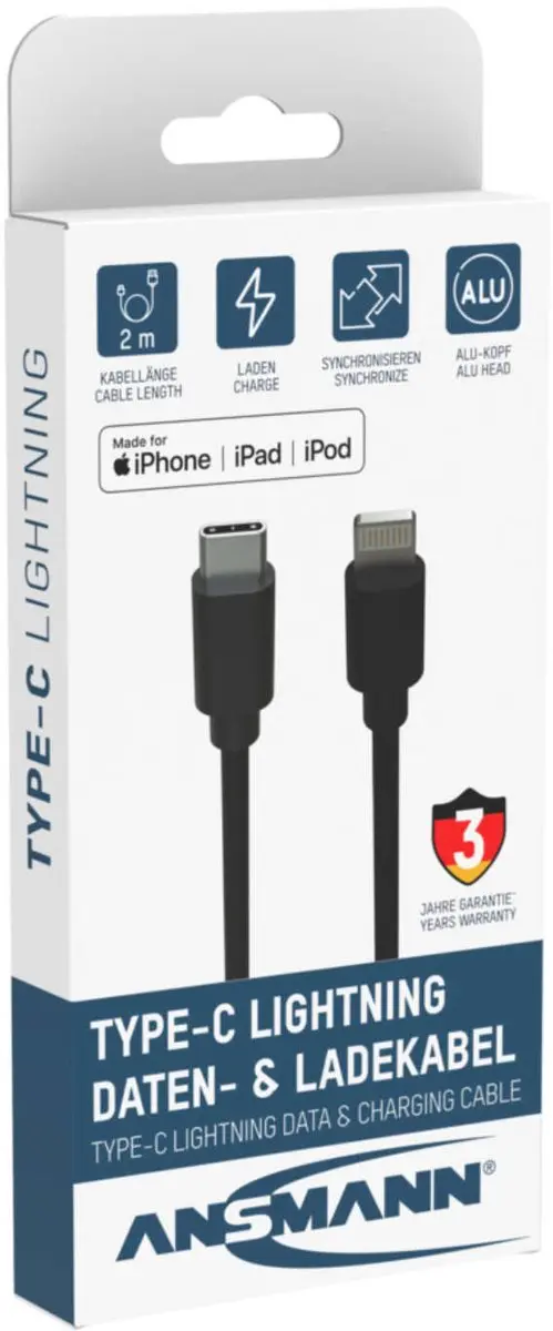 Ansmann Type C/Lightning USB Kabel 200cm