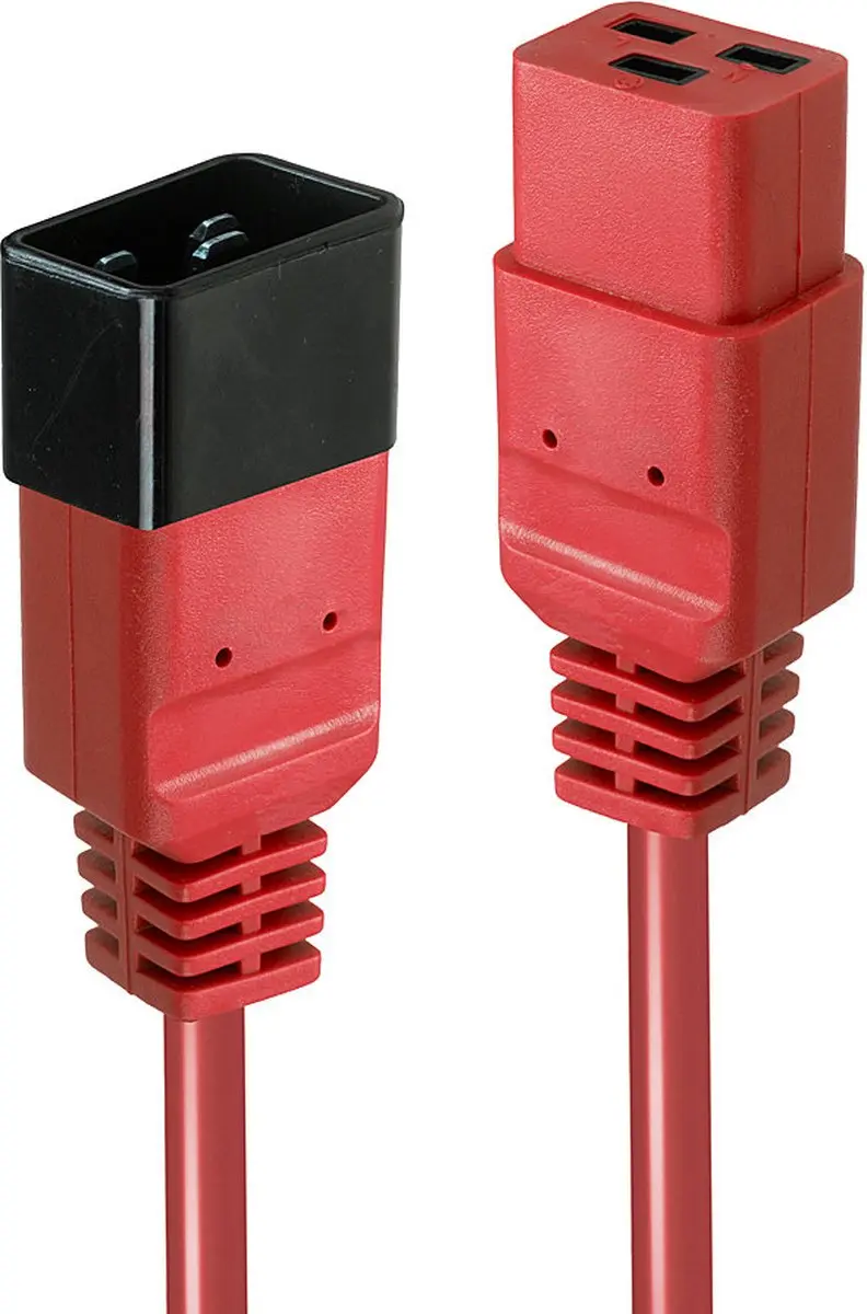 Lindy 30123 Elektriciteitssnoer 1m - Zwart/Rood