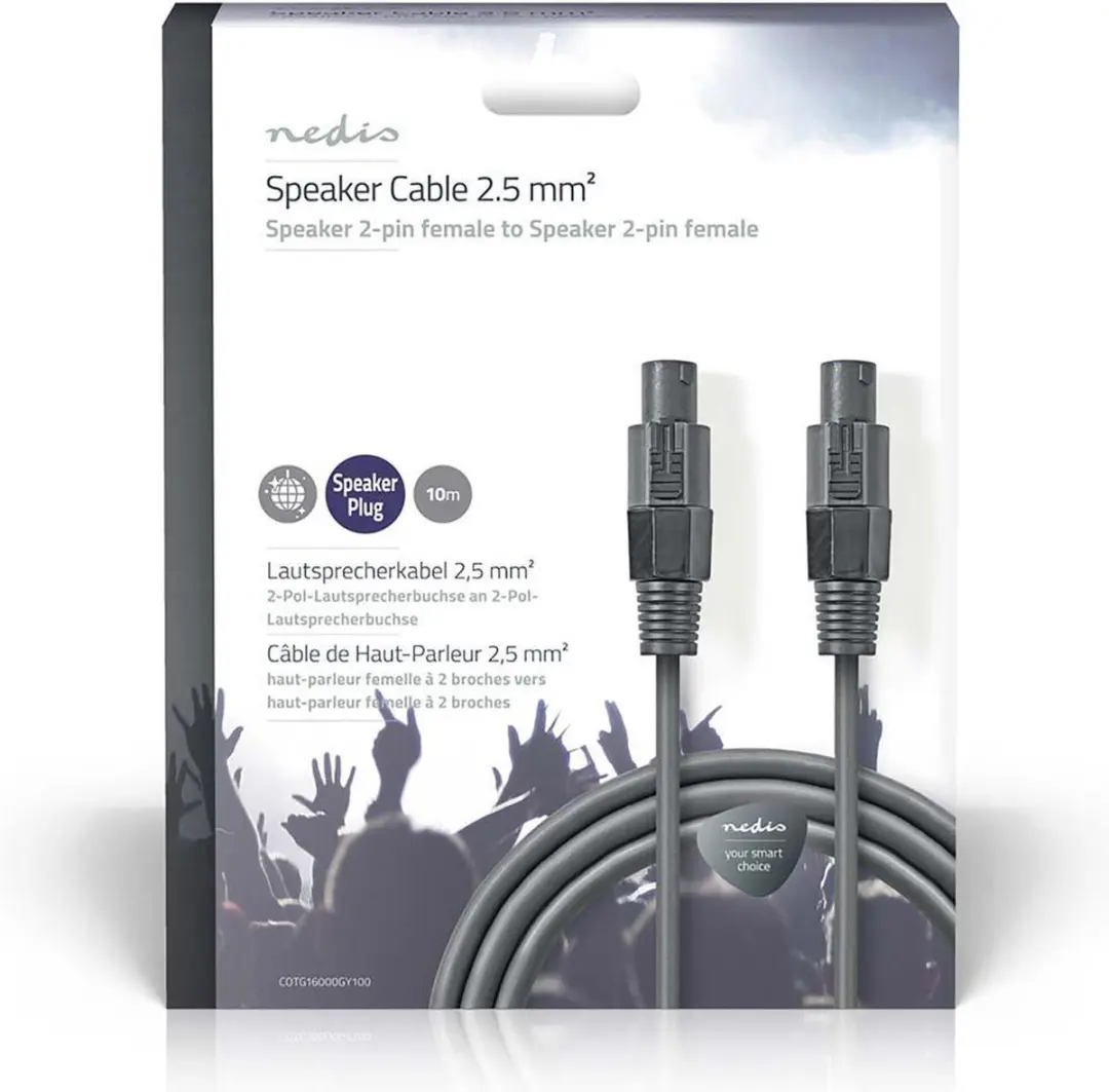Nedis Speaker-Kabel COTG16000GY100 - 10m - 48x0.20mm Koper - Donkergrijs