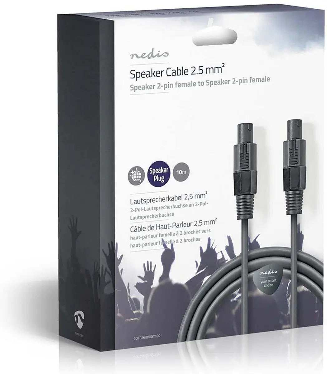 Nedis Speaker-Kabel COTG16000GY100 - 10m - 48x0.20mm Koper - Donkergrijs