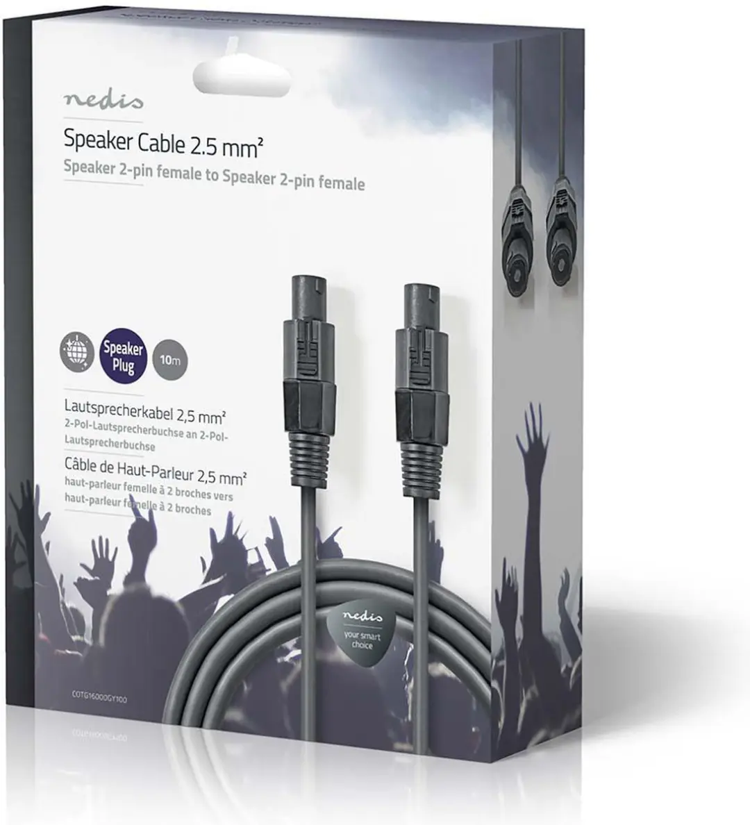 Nedis Speaker-Kabel COTG16000GY100 - 10m - 48x0.20mm Koper - Donkergrijs