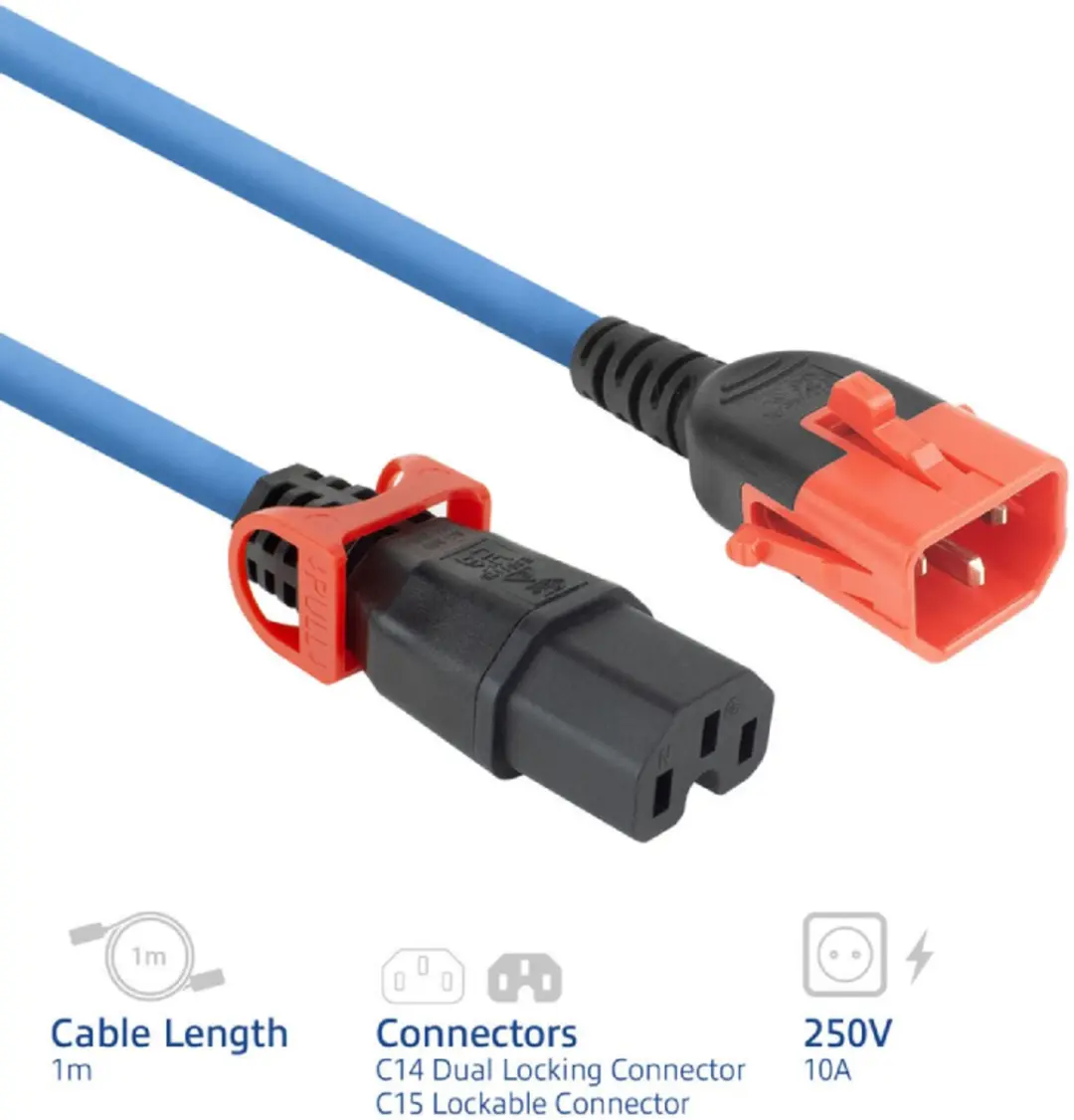 ACT PC3870 PL0071 Netsnoer C14-C15 Blauw 1m
