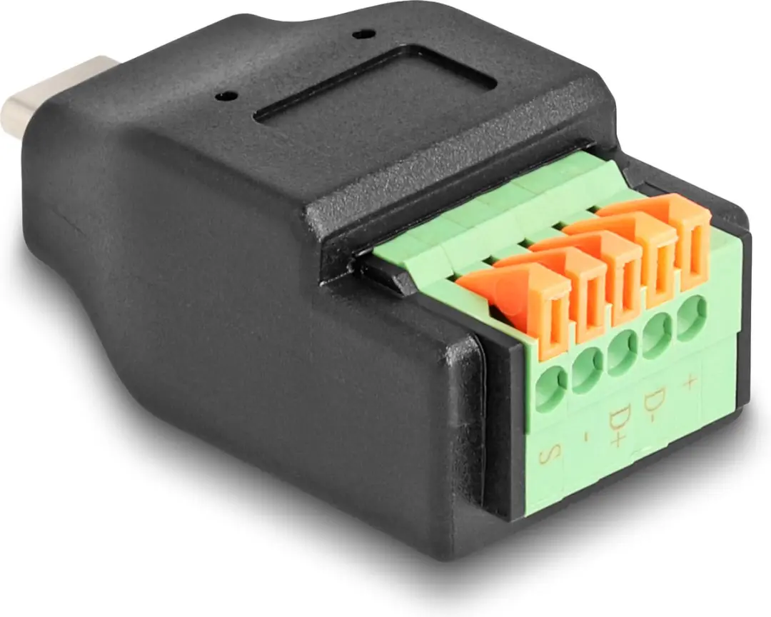 Delock USB-C 2.0 Terminal Block Adapter - Zwart/ Groen