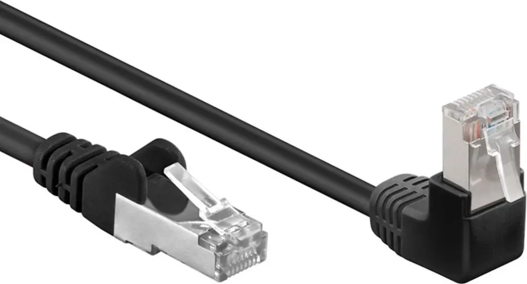Goobay CAT 5e Patchkabel 90° Zwart 0,5m - 10 Stuks