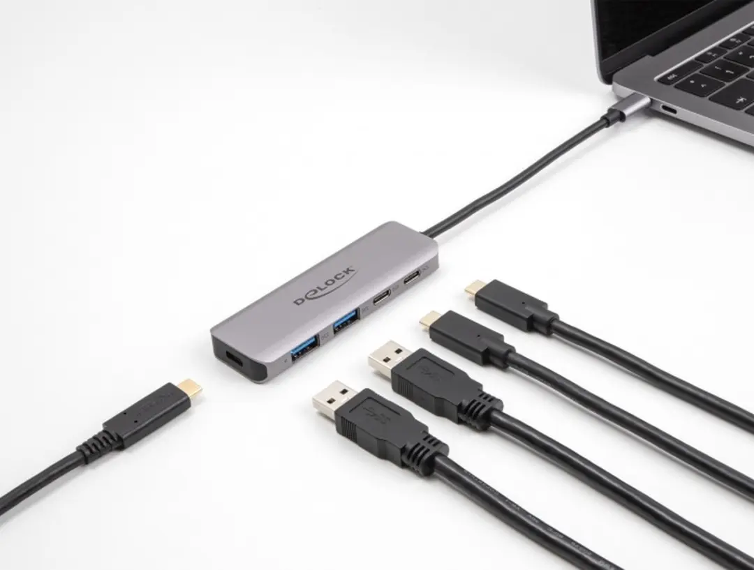 Delock USB-C/Type-A Hub 5Gbps 4 Poorten - Grijs