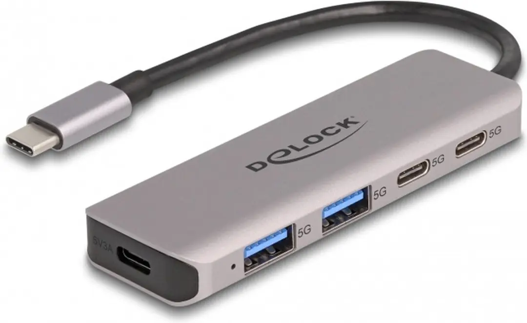 Delock USB-C/Type-A Hub 5Gbps 4 Poorten - Grijs