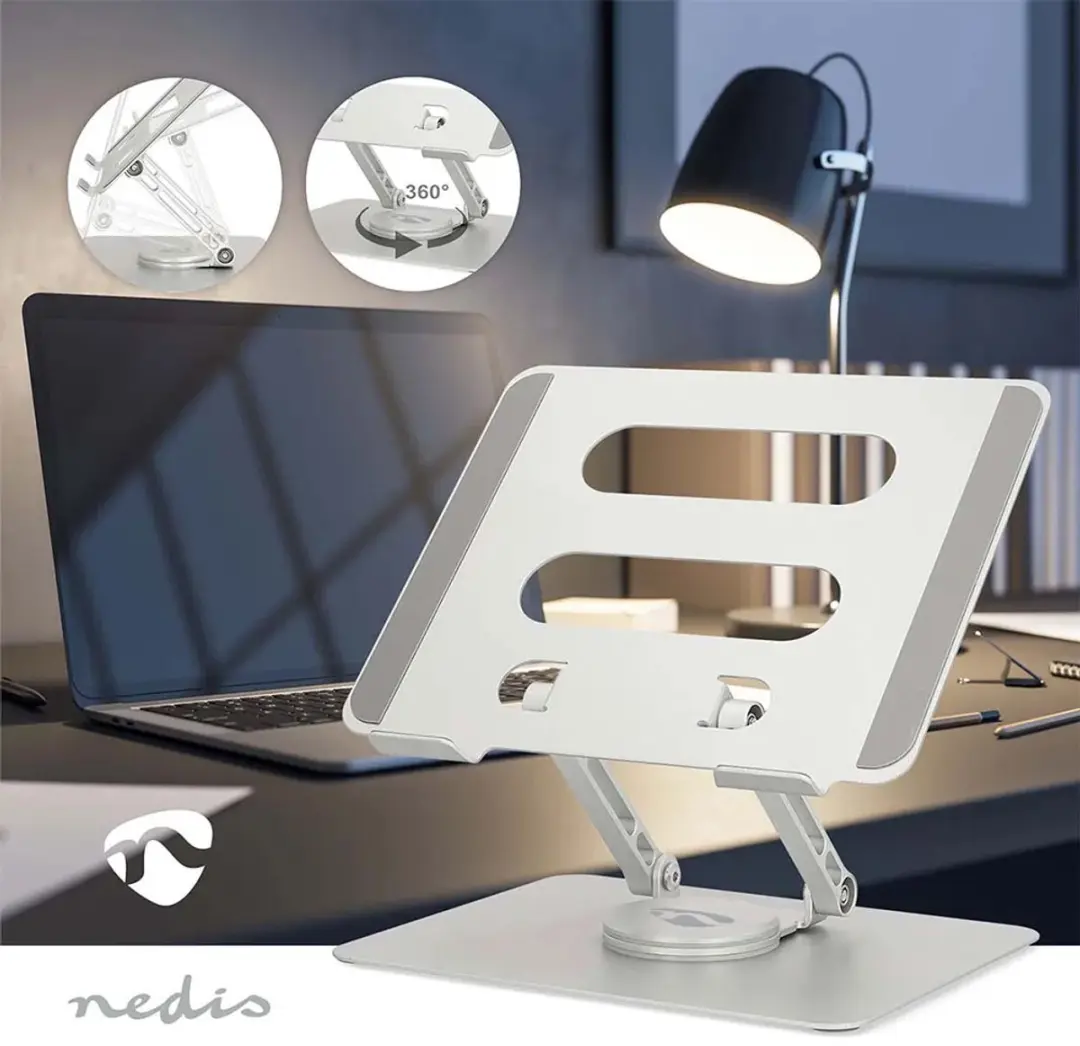 Nedis NBSTND110SI Notebookstandaard 17" - Opvouwbaar - Zilver