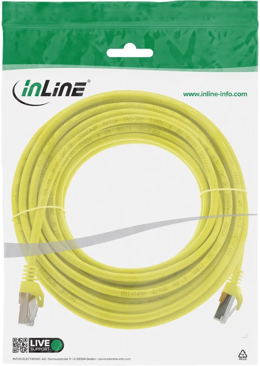 InLine® Patchkabel, SF/UTP, Cat.5e, geel, 50m