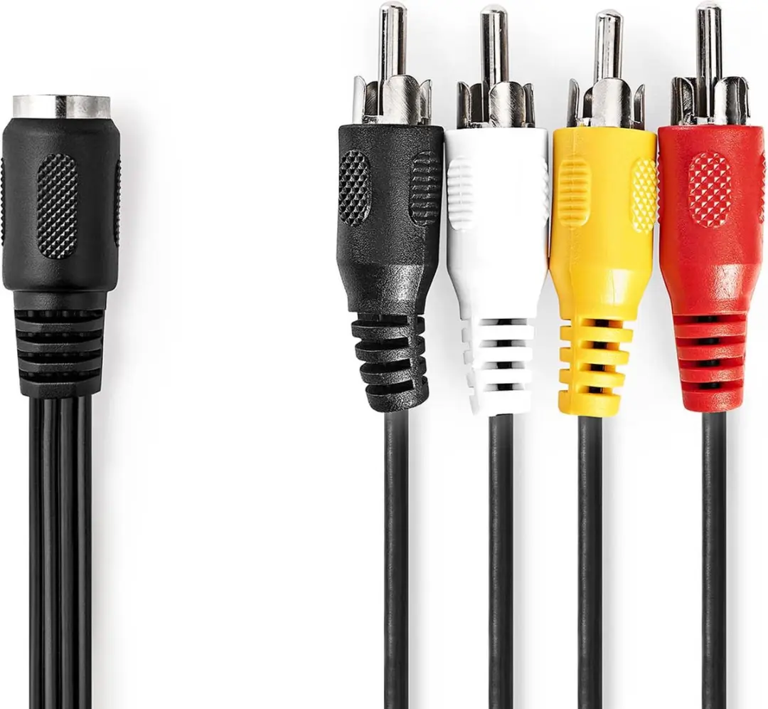 Nedis DIN-Audiokabel 4x RCA - 0,20m - Zwart