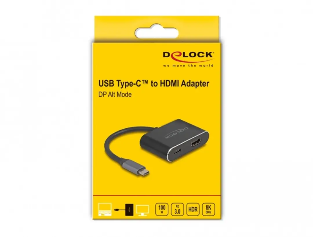 Delock USB-C naar HDMI Adapter 8K HDR - 100W - Zwart