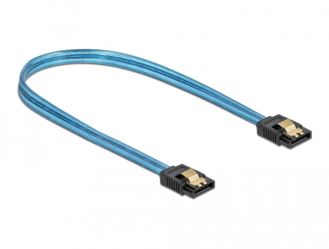 Delock SATA Kabel 6 Gb/s UV Blauw 30cm