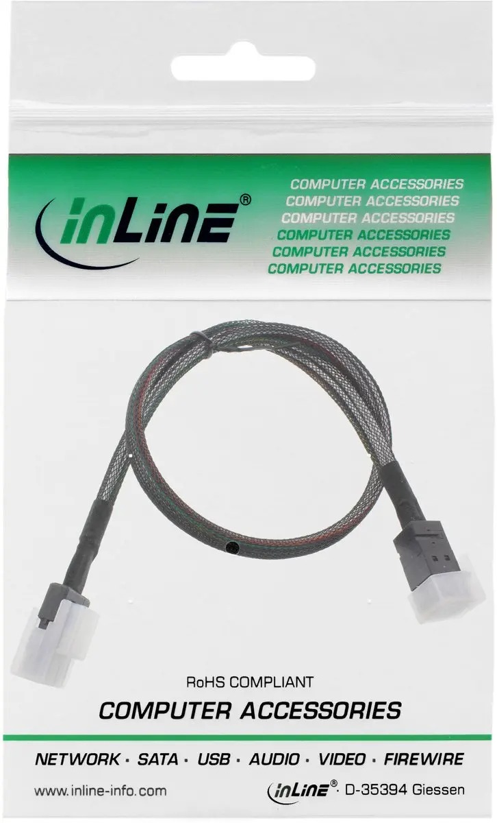 InLine Mini-SAS HD-kabel SFF-8643 naar SFF-8087 1m - Zwart
