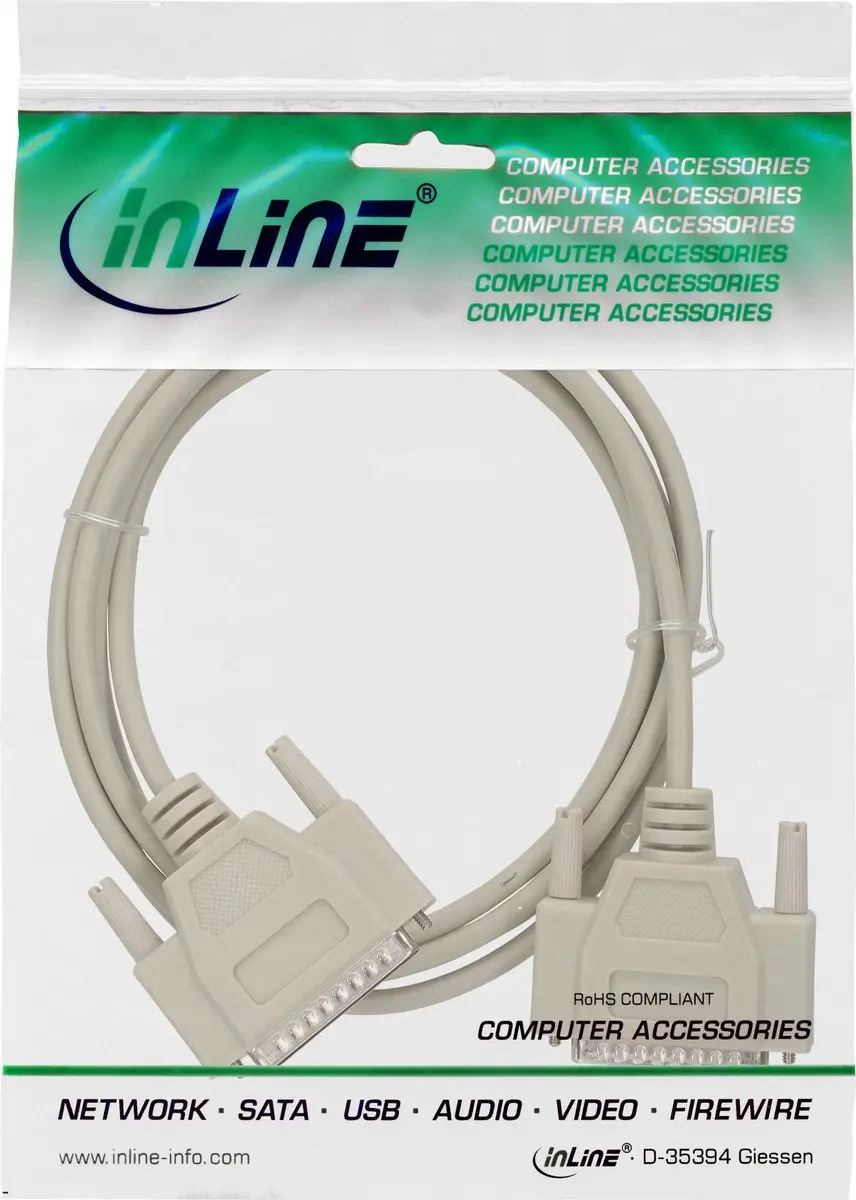 InLine RS232 Kabel 25-pins SUB-D - 1,8m - Beige