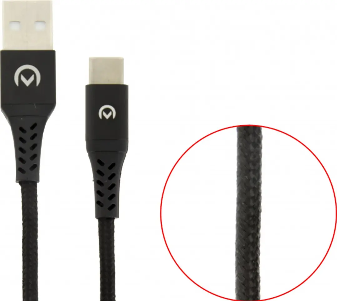 Mobilize USB-C naar USB-A Kabel 0.2m - Gevlochten Zwart